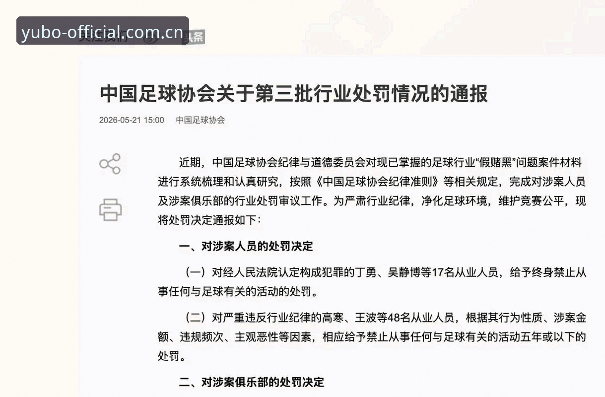 足协第三批禁足名单最新动态：65人受罚，终身禁足17人，宇博体育平台深度解读